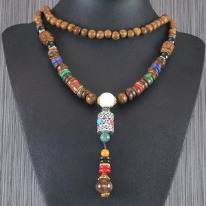 Long Mala Bead Necklace Boho Spiritual Jewelry